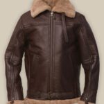 Men Brown Sheepskin Leather Jacket