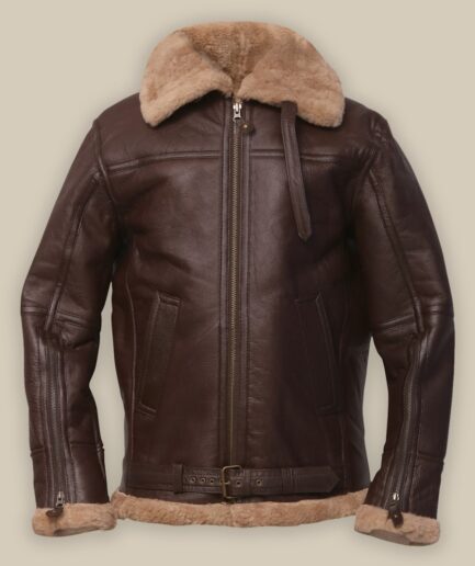 Men Brown Sheepskin Leather Jacket