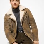 Men Brown Vintage Shearling Jacket