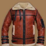 Women Distressed Brown Shearling Leather Jacket