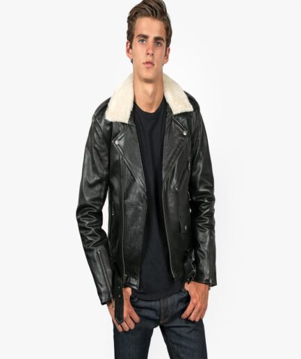 Men Black Jacket With Shearling