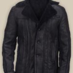 Men Black Shearling Biker Jacket