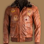 Men Brown Top Gun Shearling Jacket