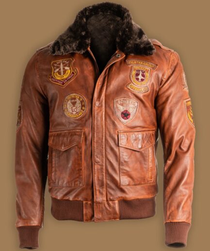 Men Brown Top Gun Shearling Jacket