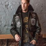 Men Black Top Gun Leather Jacket