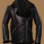 Men Dark Brown Shearling Aviator Jacket