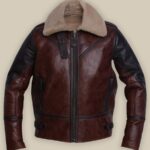 Men Umber Brown Shearling Jacket