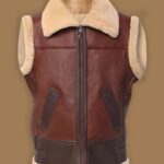 Men Brown Shearling Vest