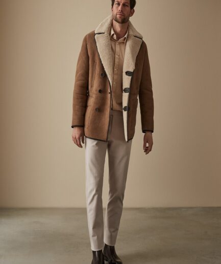 Men Brown Shearling Leather Jacket