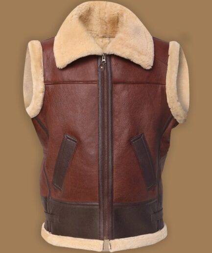 Men Brown Shearling Vest