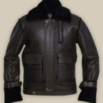 Men Black Bomber Shearling Jacket