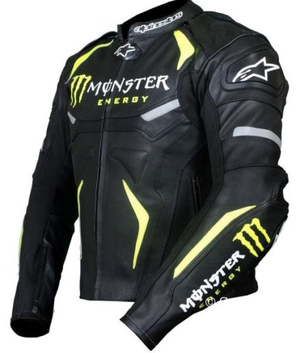 Monster Energy Motorbike Racing Genuine Leather Jacket