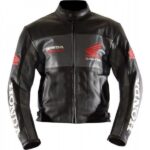 Black Honda Motorbike Genuine Cowhide Leather Jacket