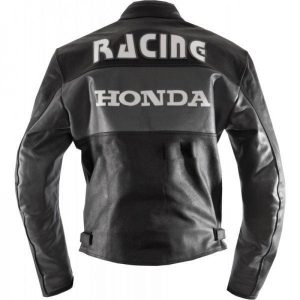 Black Honda Motorbike Genuine Cowhide Leather Jacket
