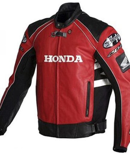 Honda Red And Black Racing Leather Jacket