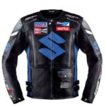 Blue Suzuki Motul Motorcycle Leather Racing Jacket