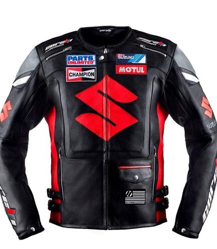 Red Suzuki Motul Motorcycle Leather Racing Jacket