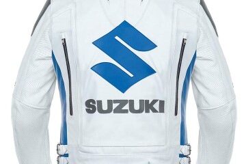 White Suzuki Motul Motorcycle Leather racing Jacket