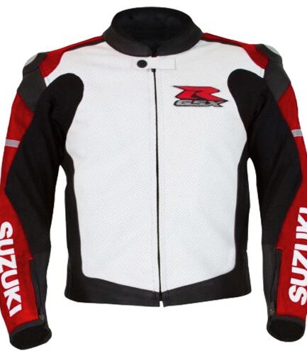 SUZUKI GSXR Motorcycle Leather Racing Red Jacket