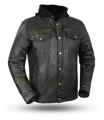 No reviews Mens Leather Denim Style Motorcycle Jacket