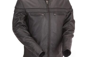 Mens Classic Leather Motorcycle Riding Jacket