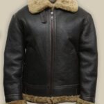 Men Black B3 Bomber Shearling Leather Jacket