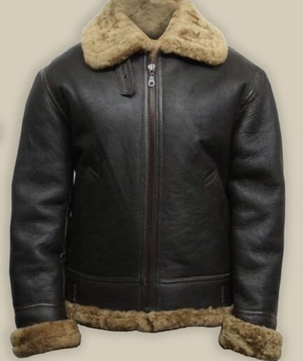 Men Black B3 Bomber Shearling Leather Jacket