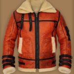 Men Distressed Brown Shearling Jacket