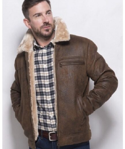 Men Brown Traditional Shearling Jacket