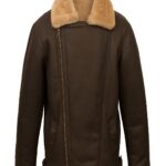 Men Brown Pilot Shearling Jacket