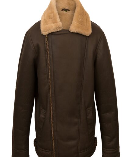 Men Brown Pilot Shearling Jacket