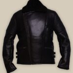 Men Black Rider Shearling Leather Jacket