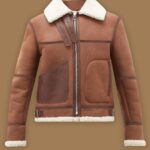 Women Casual Brown Shearling Jacket