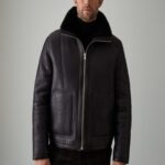 Men Black Aviator Leather Jacket