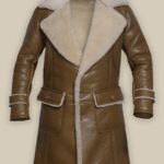Men Brown Shearling Leather Trench
