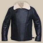 Men White Shearling Leather Jacket