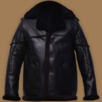 Men Pure Black Sheepskin Leather Jacket
