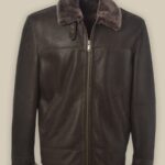 Men Black Shearling Leather Jacket
