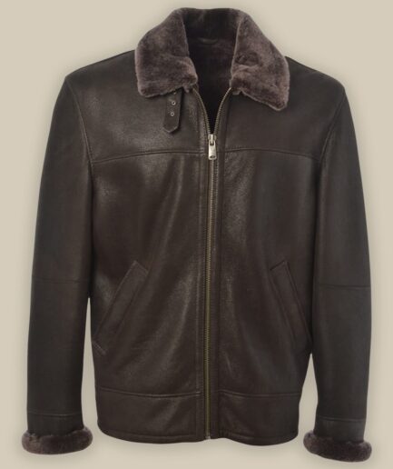 Men Black Shearling Leather Jacket