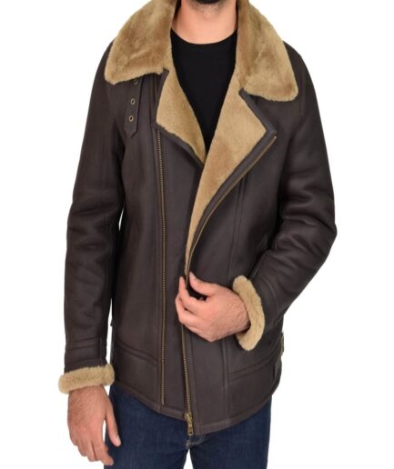 Men Brown B3 Shearling Bomber Jacket