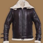 Men Jet Black Shearling Jacket