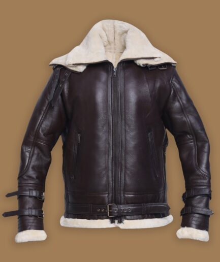 Men Jet Black Shearling Jacket