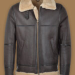 Men Dark Brown Raf Shearling Jacket
