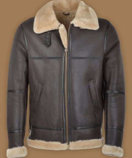 Men Dark Brown Raf Shearling Jacket