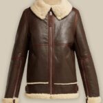 Women Coffee Brown Shearling Jacket