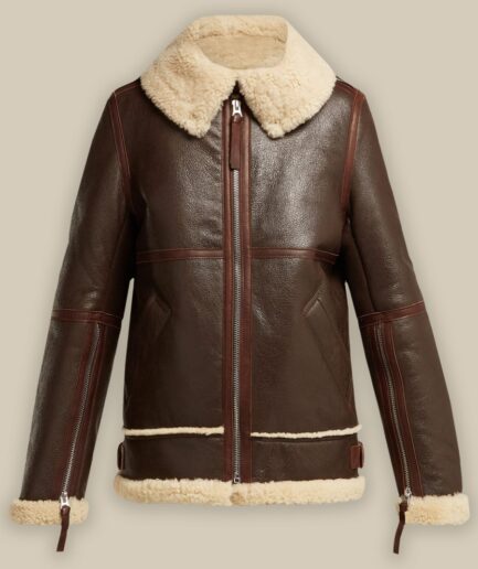 Women Coffee Brown Shearling Jacket