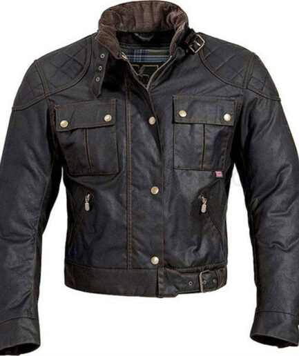 Custom Mens Wax Coated Motorcycle Apparel Jacket