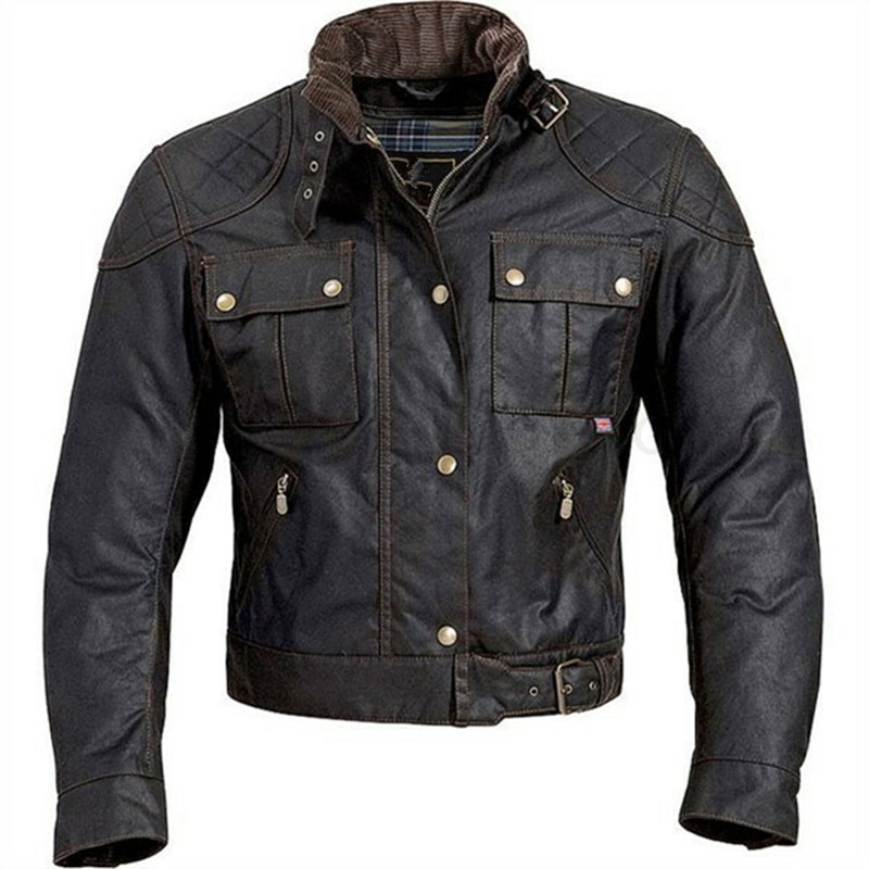9 Custom Mens Wax Coated Motorcycle Apparel Jacket