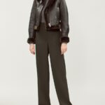 Women Black Shearling Bomber Leather Jacket