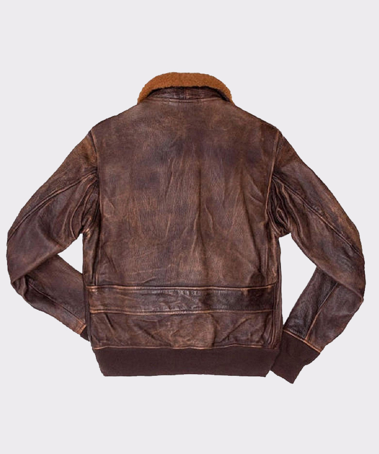 A2 NAVY FLIGHT MEN DISTRESSED GENUINE BROWN LEATHER JACKET-2233